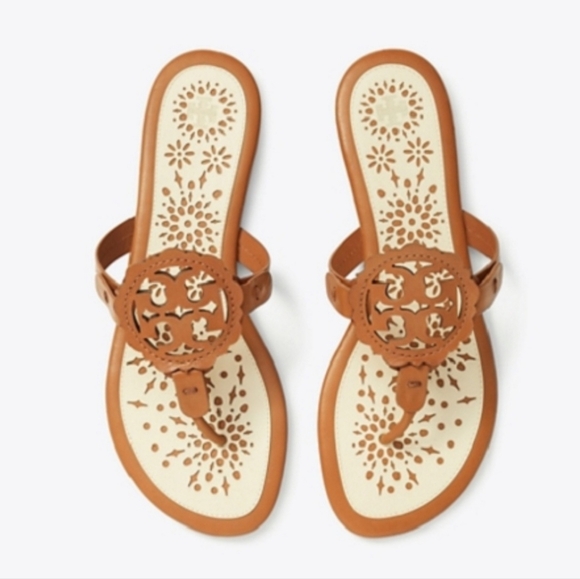 Tory Burch Leather Scalloped Miller Sandals - Picture 1 of 14